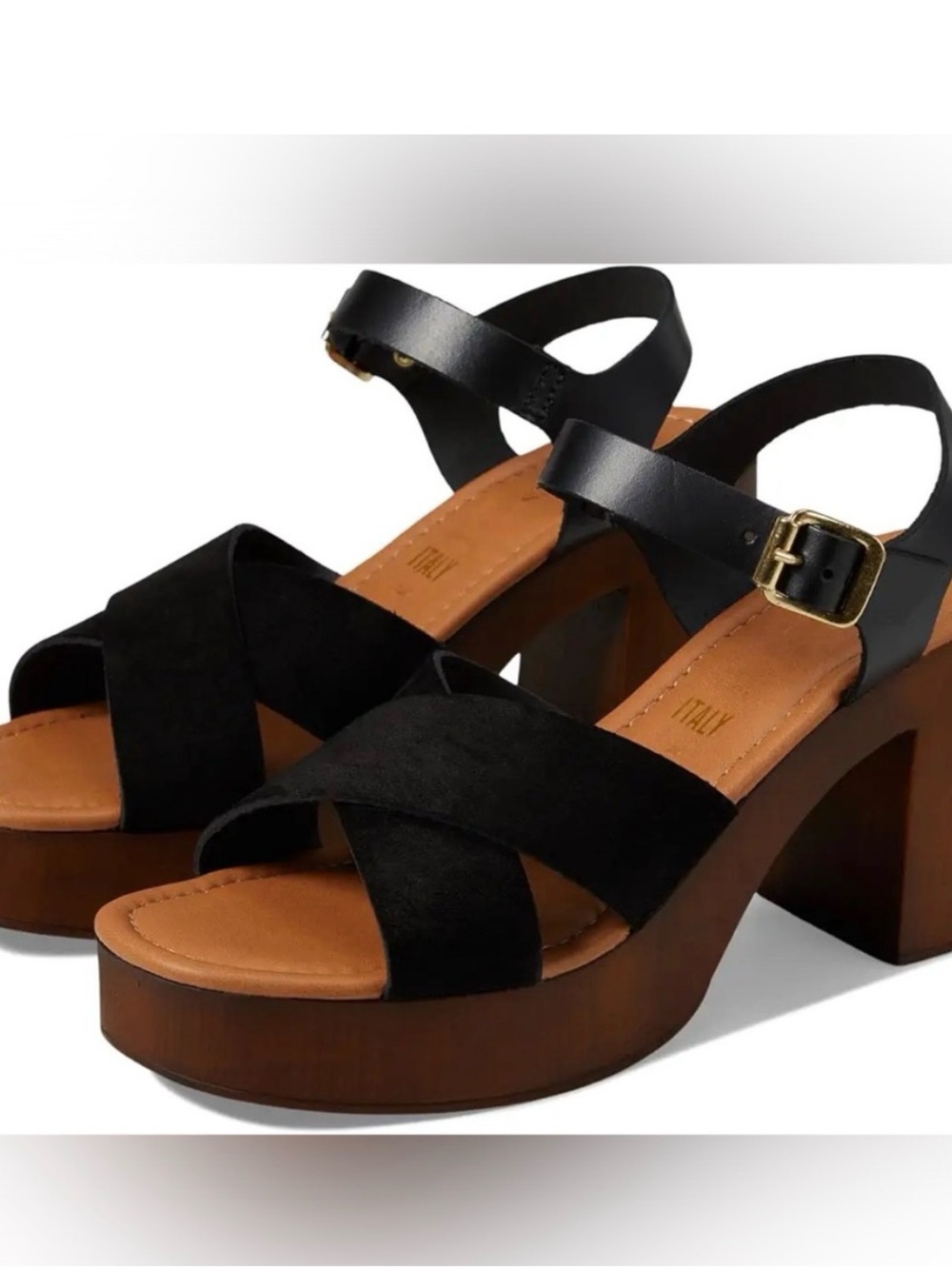 NIB-Seychelles Seychelles Paloma Black Suede Platform Sandals Women's Size 10